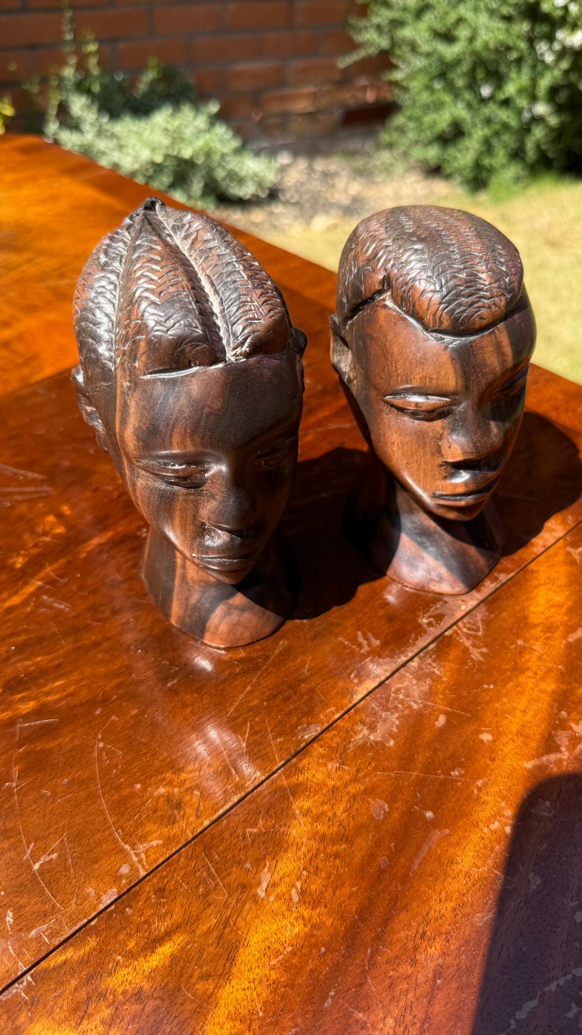 Pair of Lignum Vitae Busts