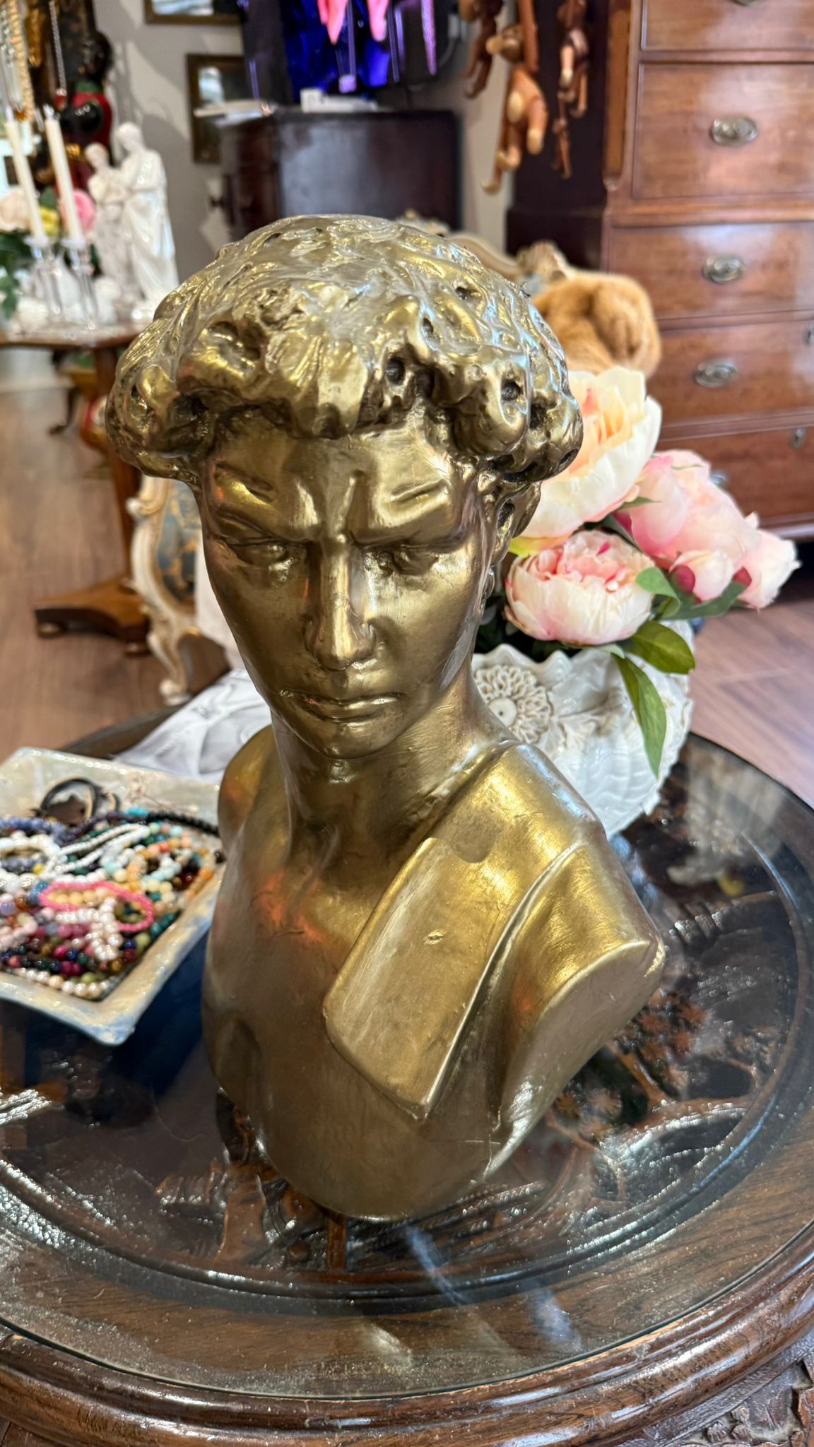 Carved Wood Bust of David