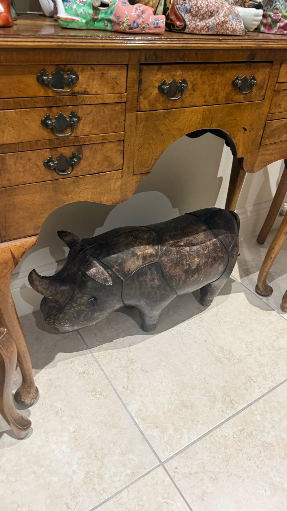 Leather Rhino Footstool