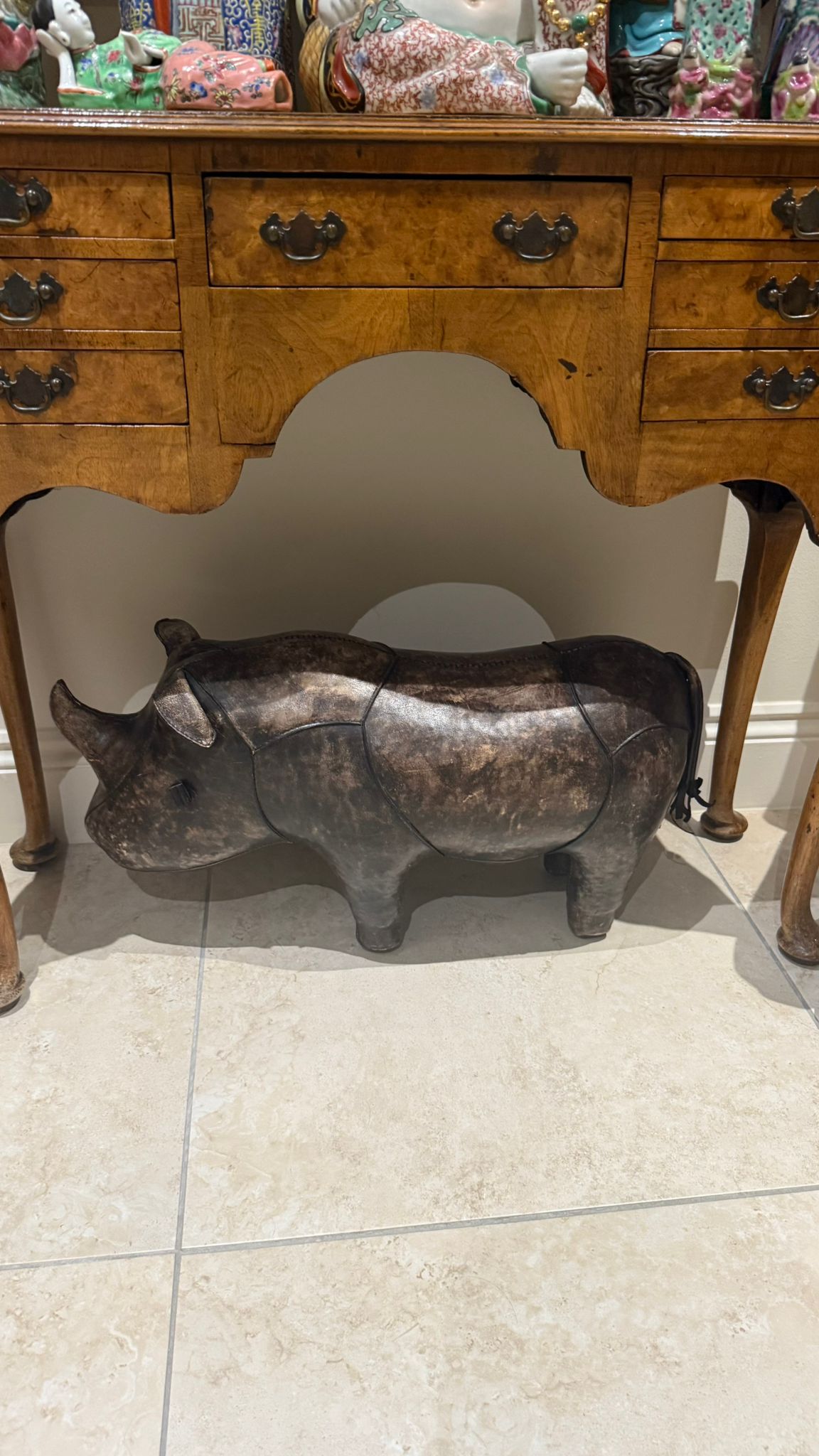 Leather Rhino Footstool