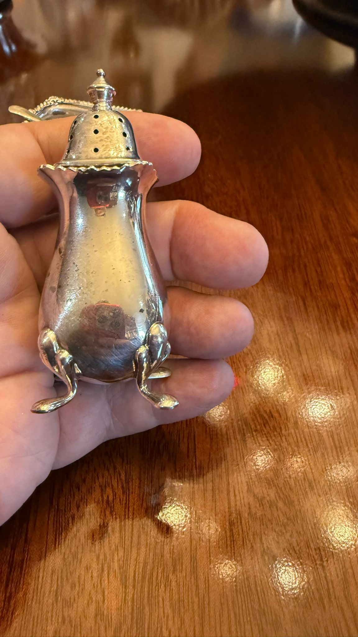 Solid silver vintage cruet set