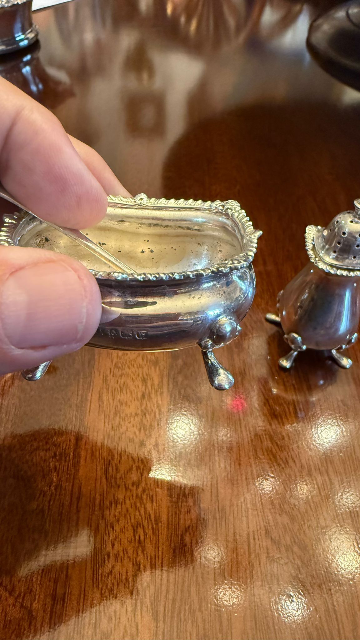 Solid silver vintage cruet set