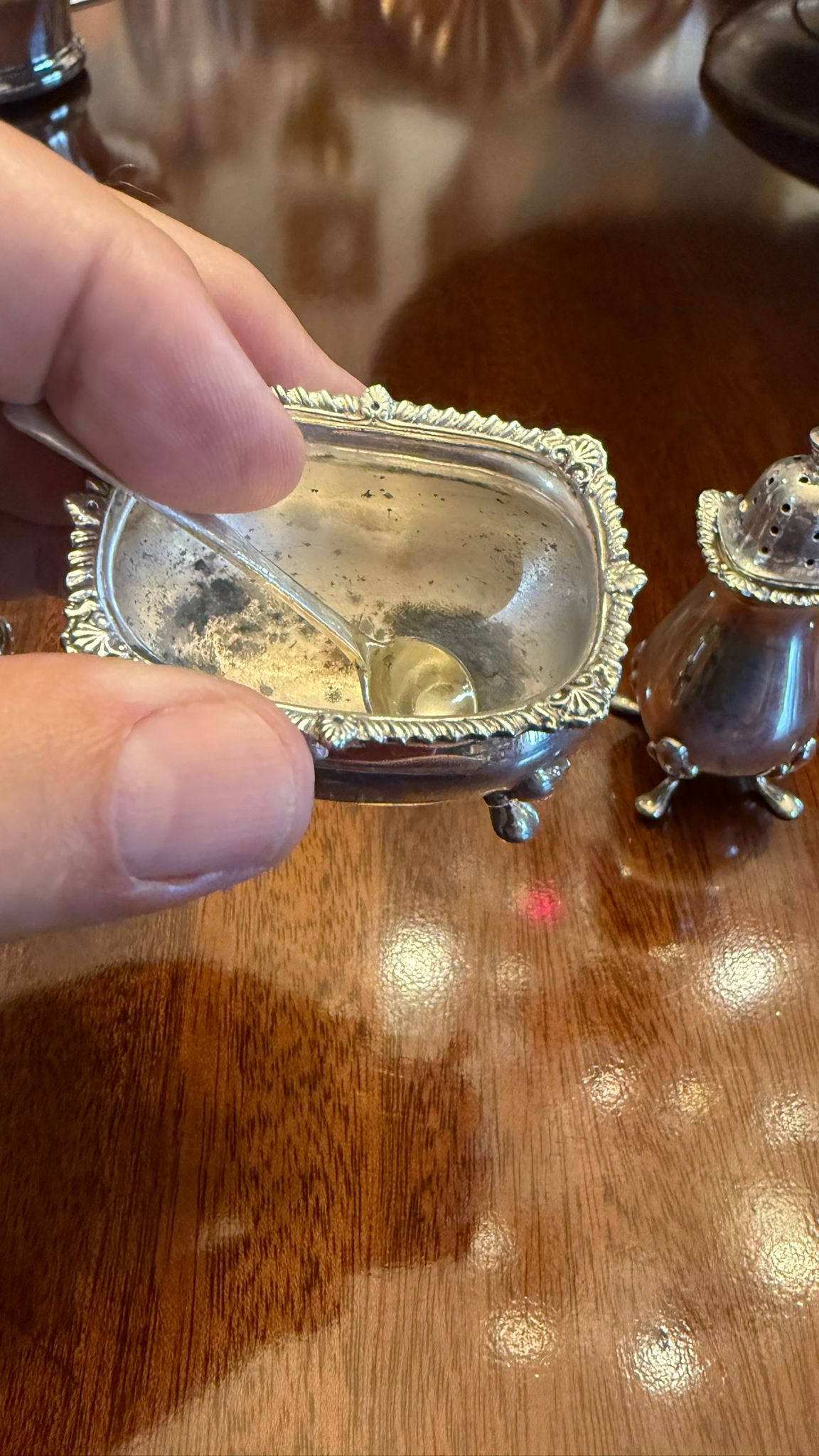 Solid silver vintage cruet set