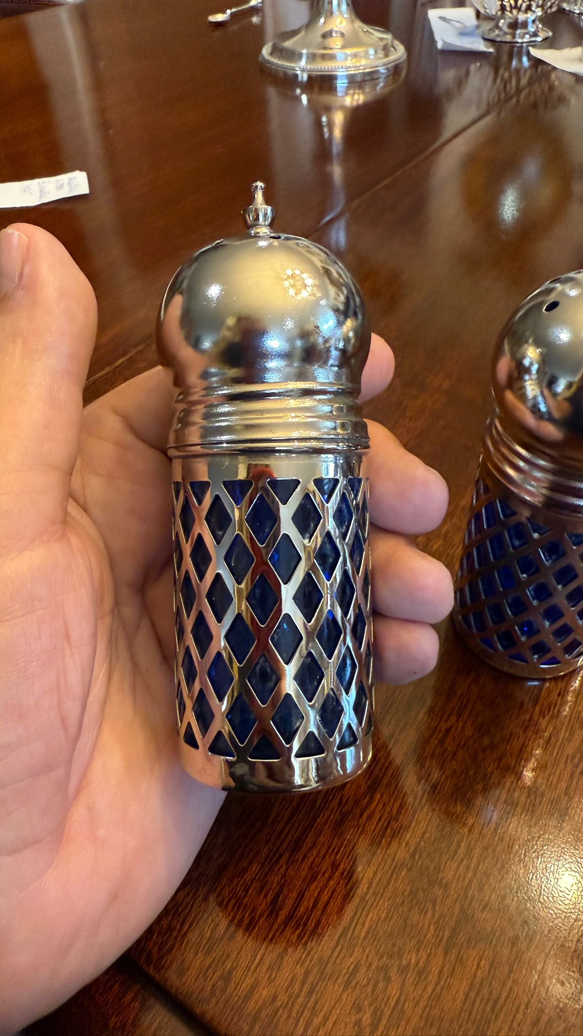 Silver plated pepper pots