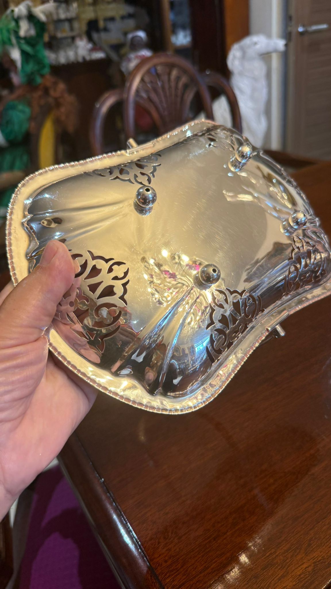 Silver plated basket with handle