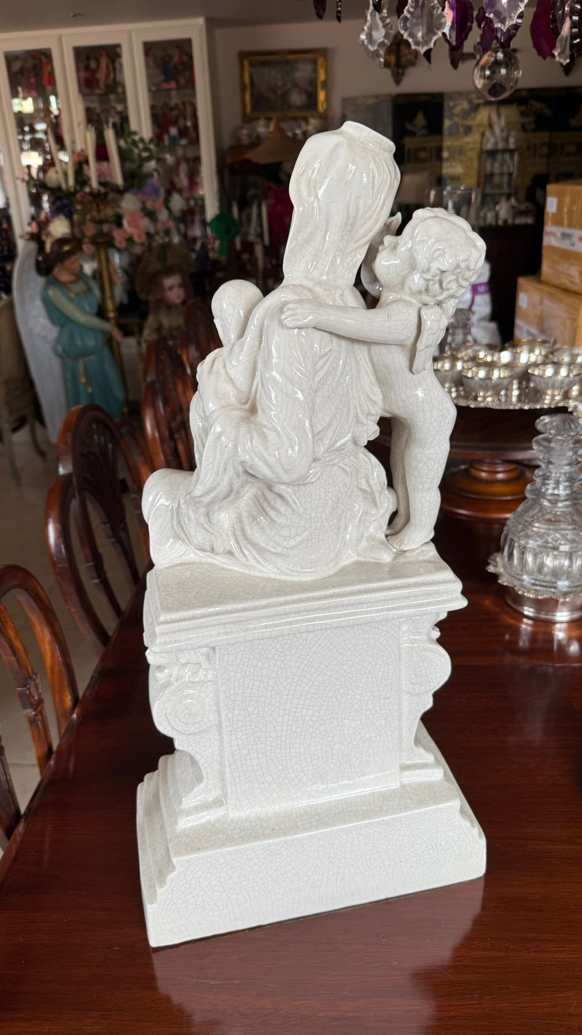 Large Porcelain Mother and Child with Angel