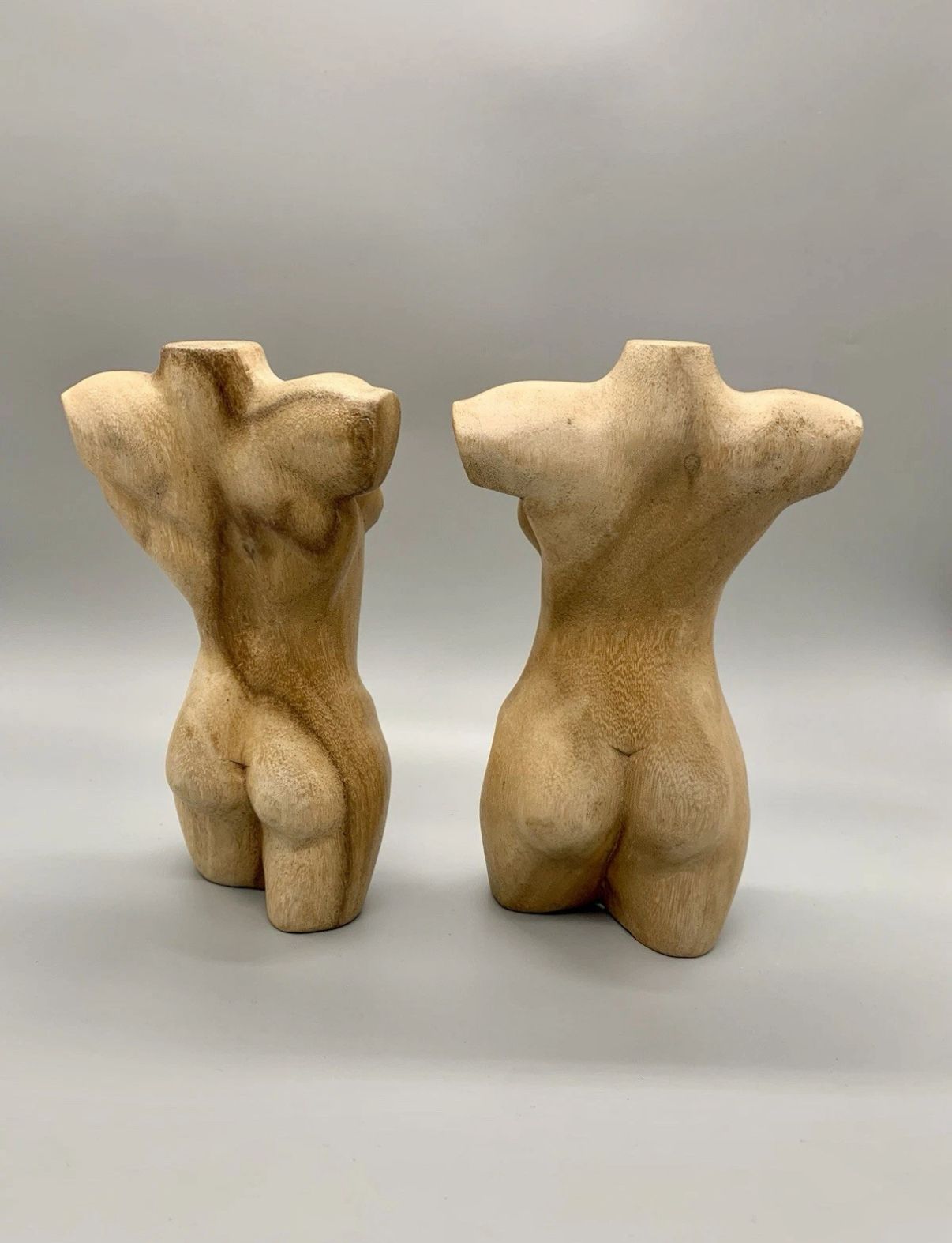 Pair of French wood carved torsos