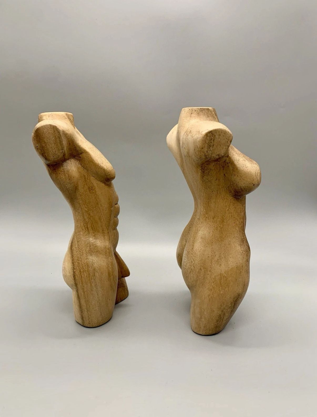 Pair of French wood carved torsos