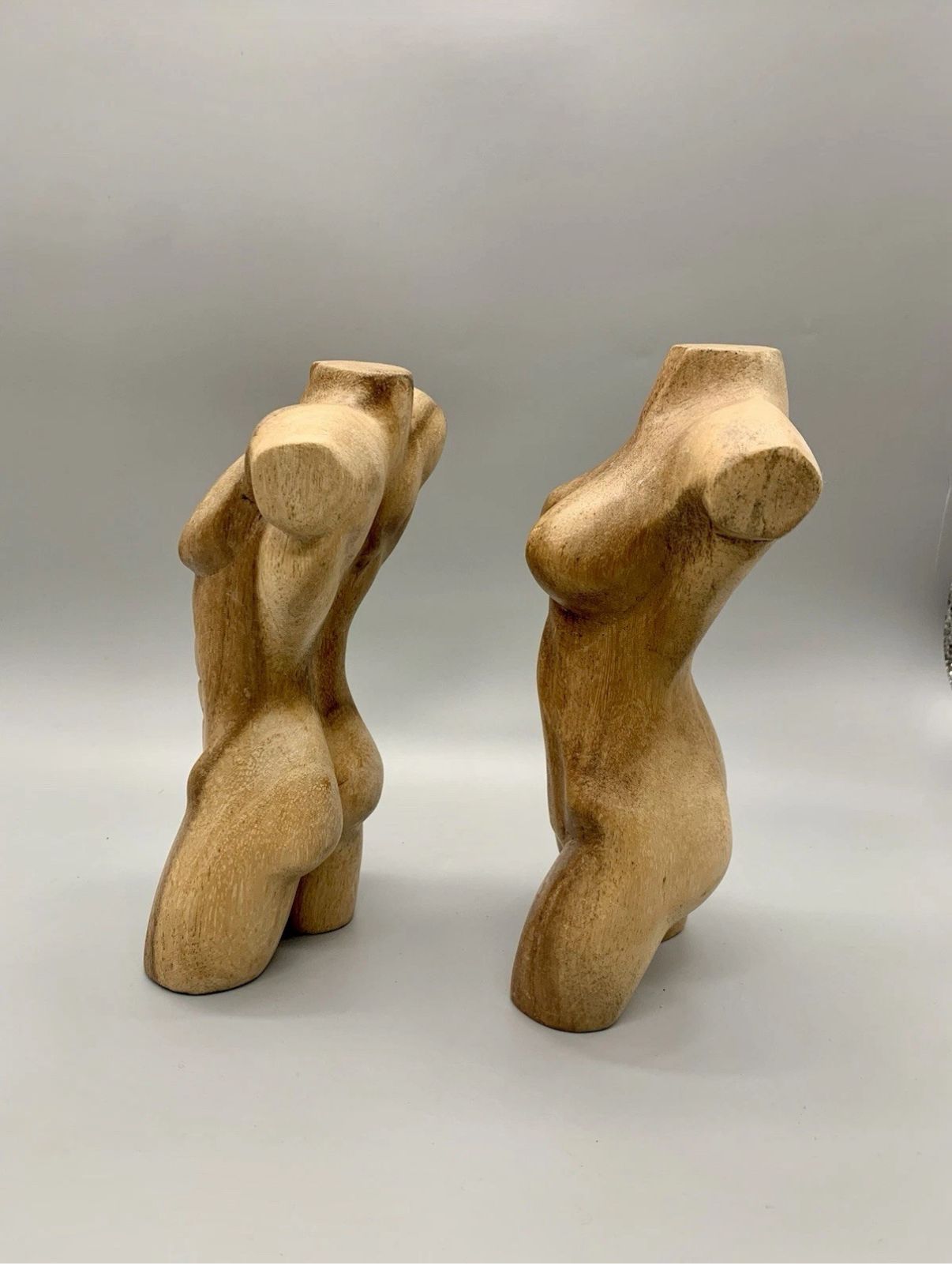 Pair of French wood carved torsos