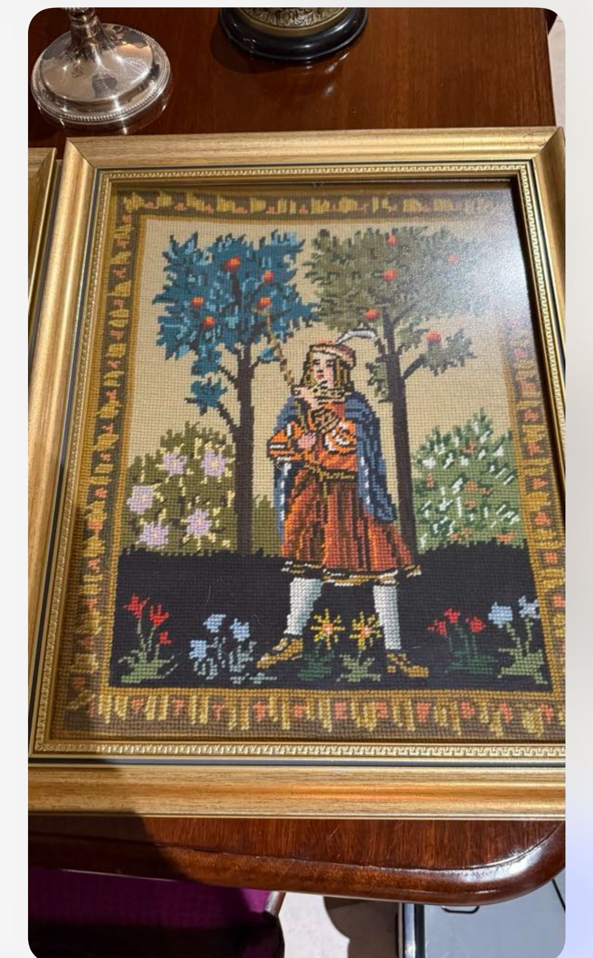 Pair of framed tapestries c1920