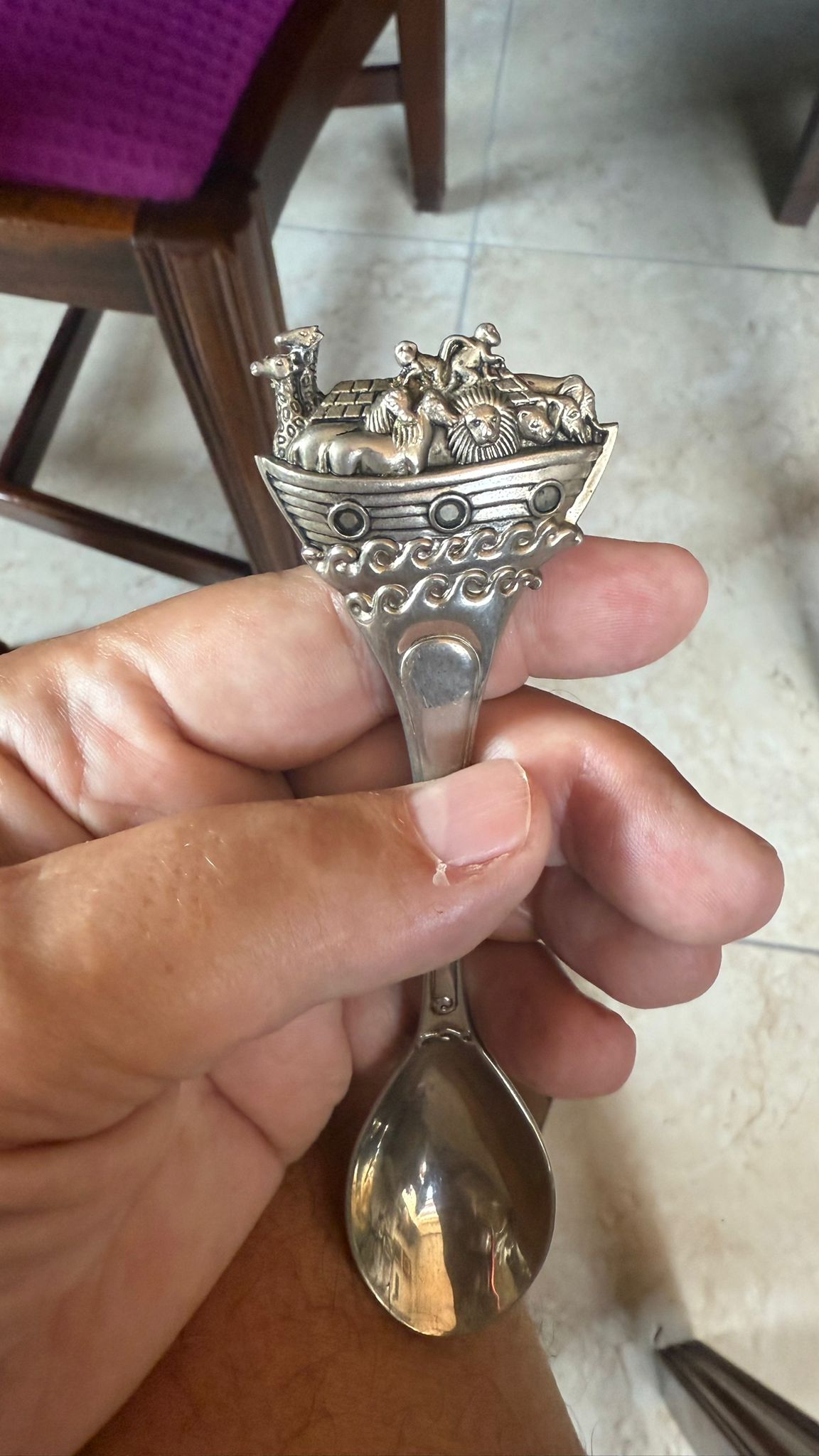 Silver plate spoon 1950’s depicting Noah’s Ark