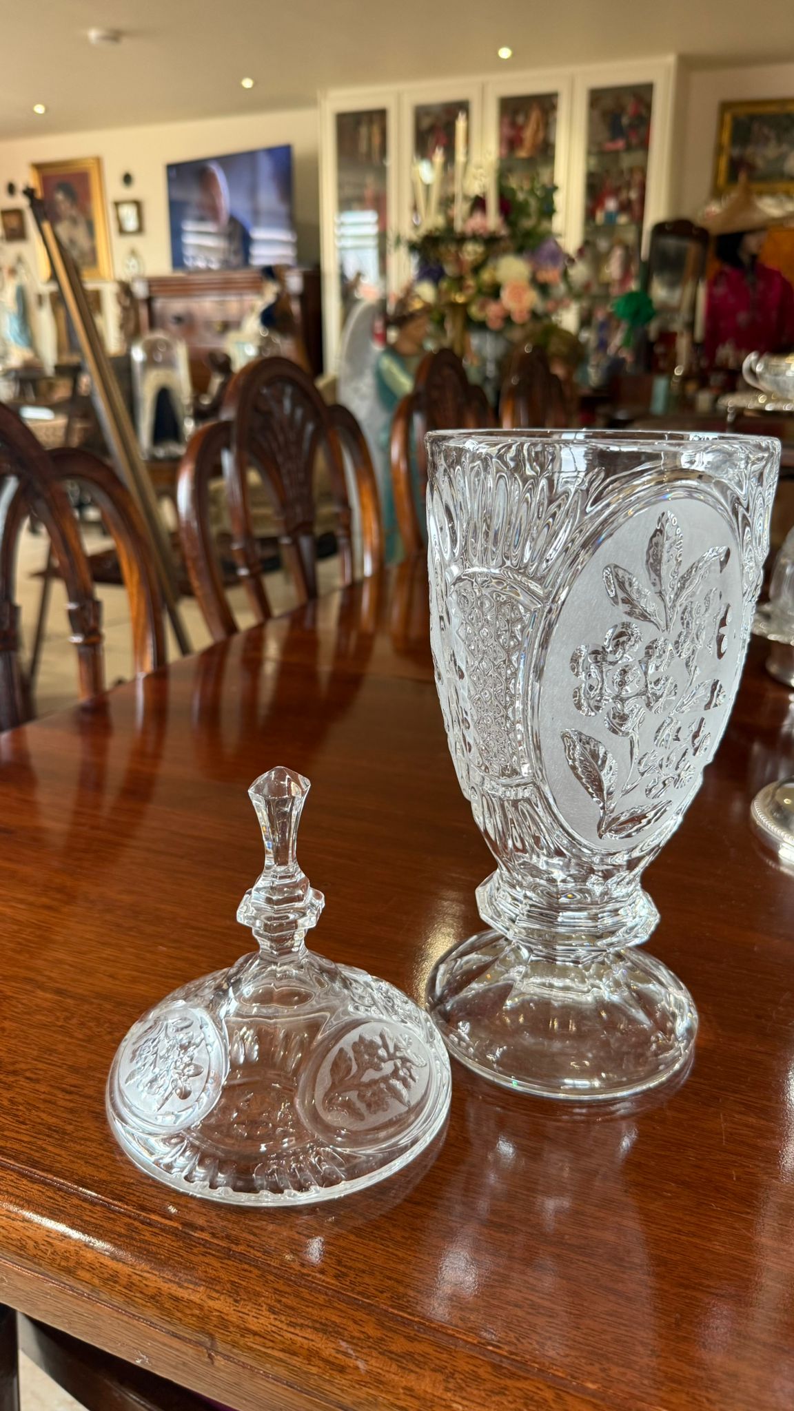 Cut glass urn