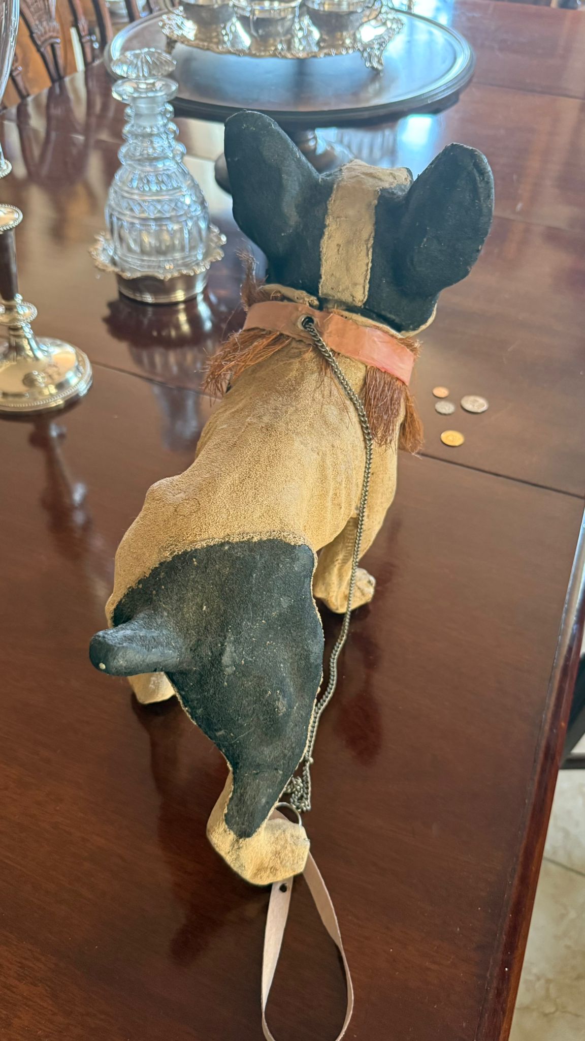 Antique barking French bulldog