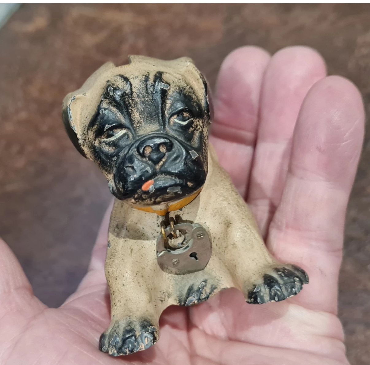 19th Century Cold Painted Bronze Pug Money Box