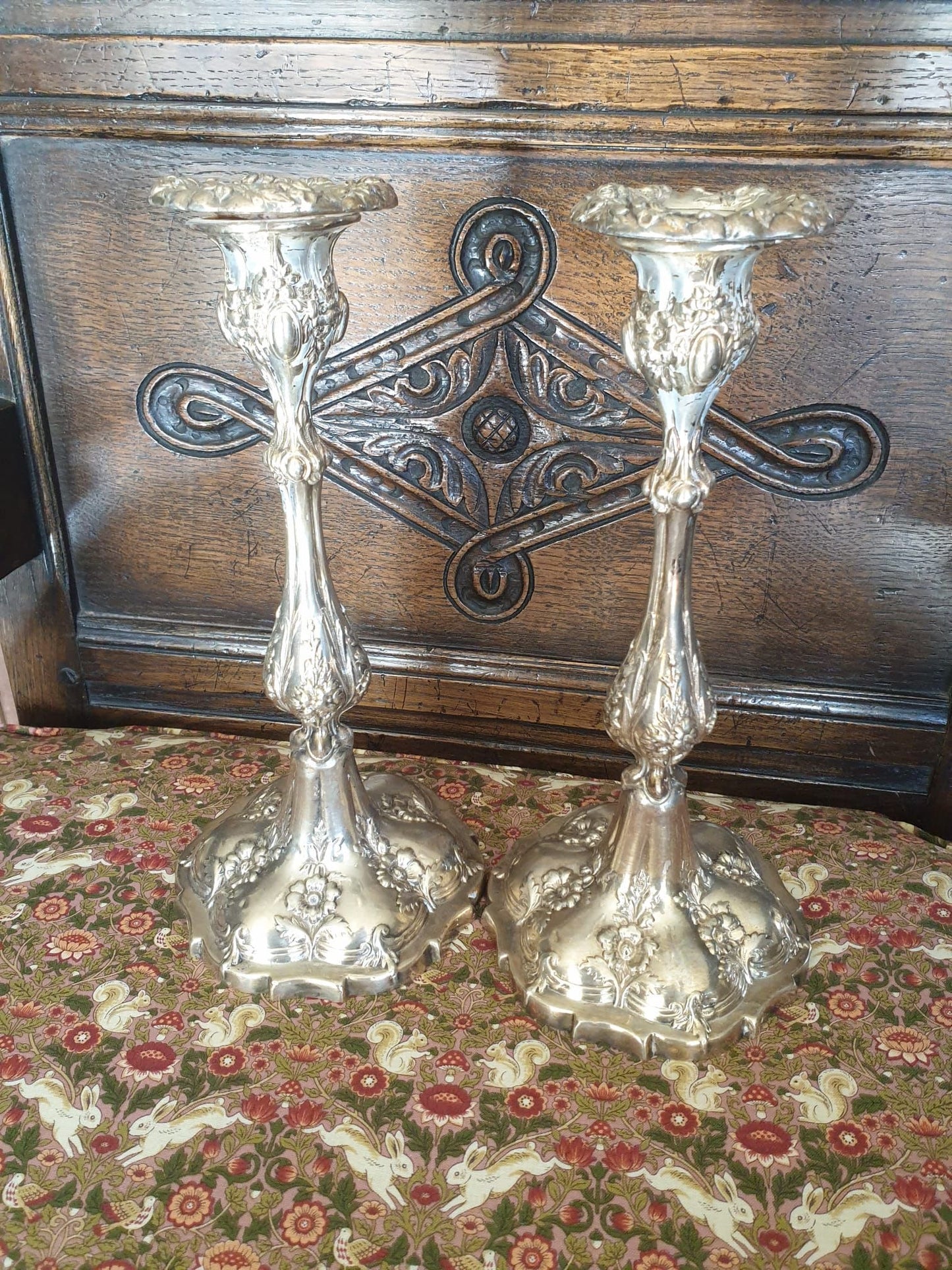 Silver antique German candlesticks