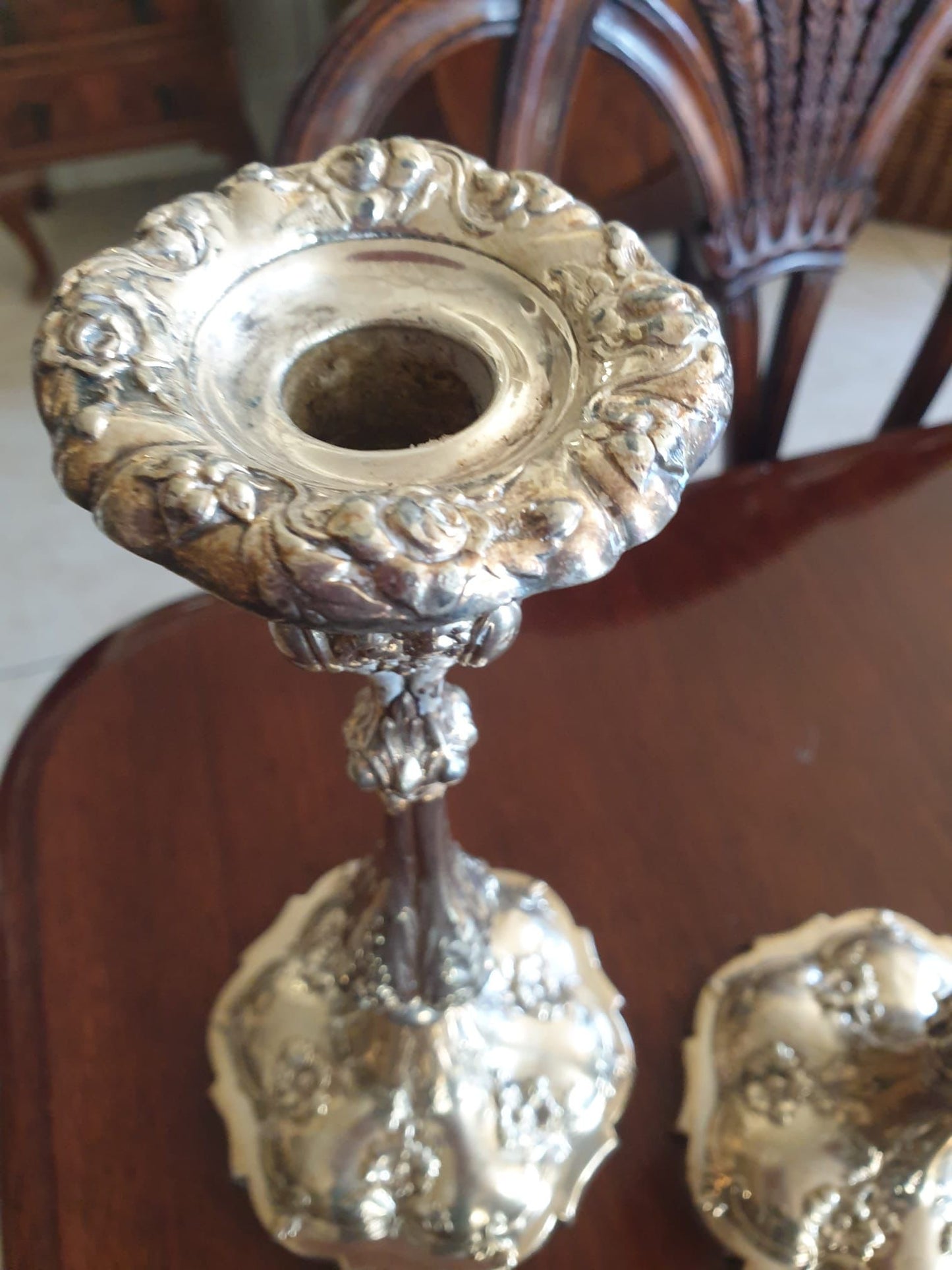 Silver antique German candlesticks