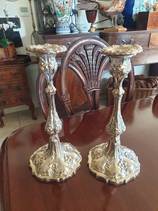 Silver antique German candlesticks