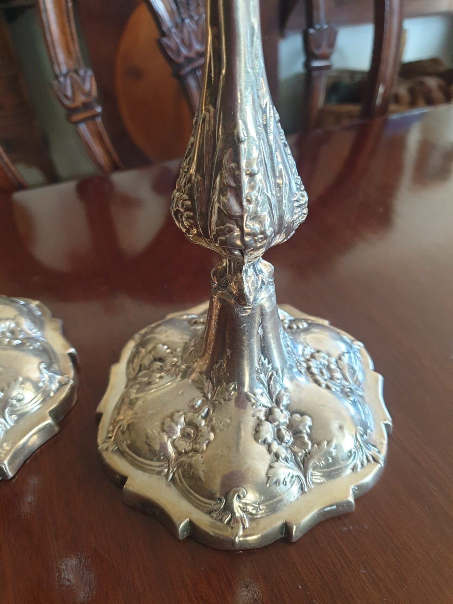 Silver antique German candlesticks