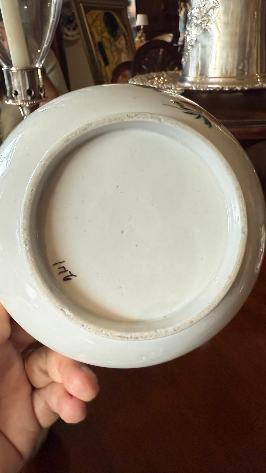 Porcelain tea bowl, saucer and slop bowl
