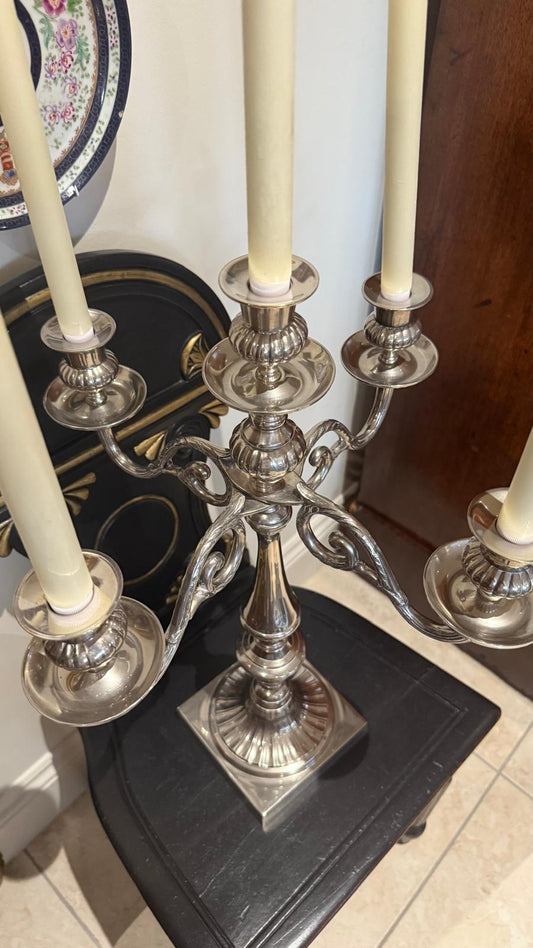 Pair of large silver plated candelabras