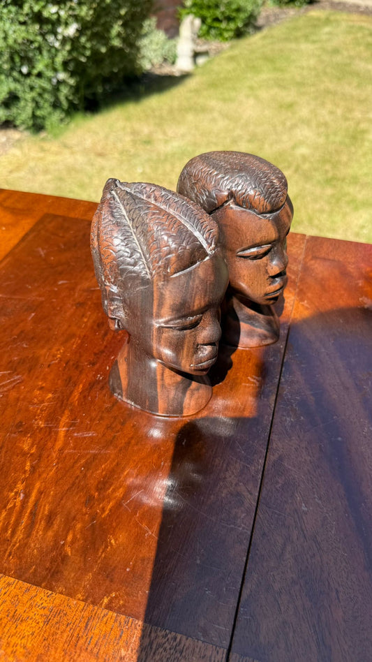 Pair of Lignum Vitae Busts