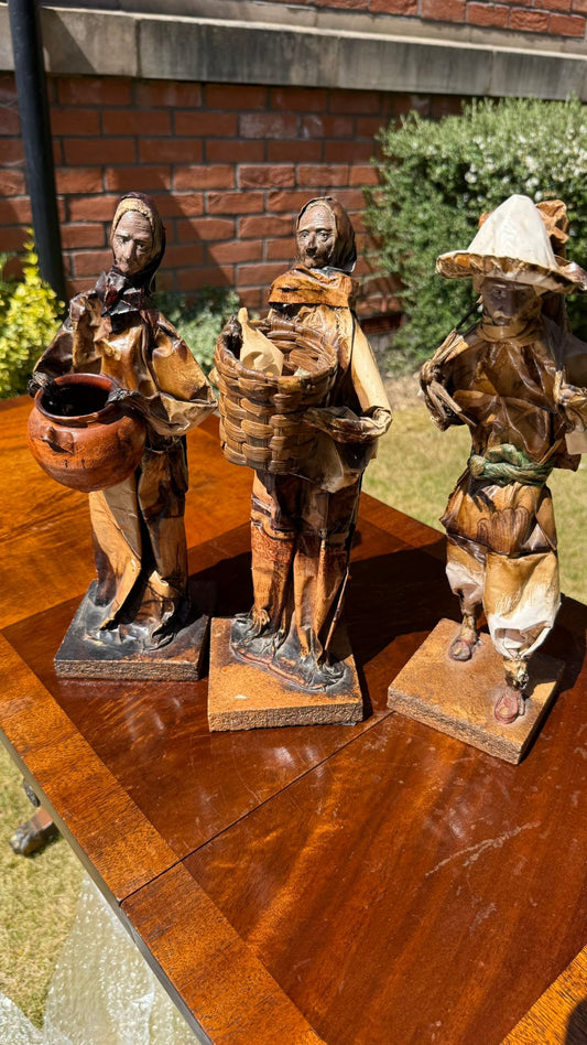 3 Mexican Papier Mache Figures