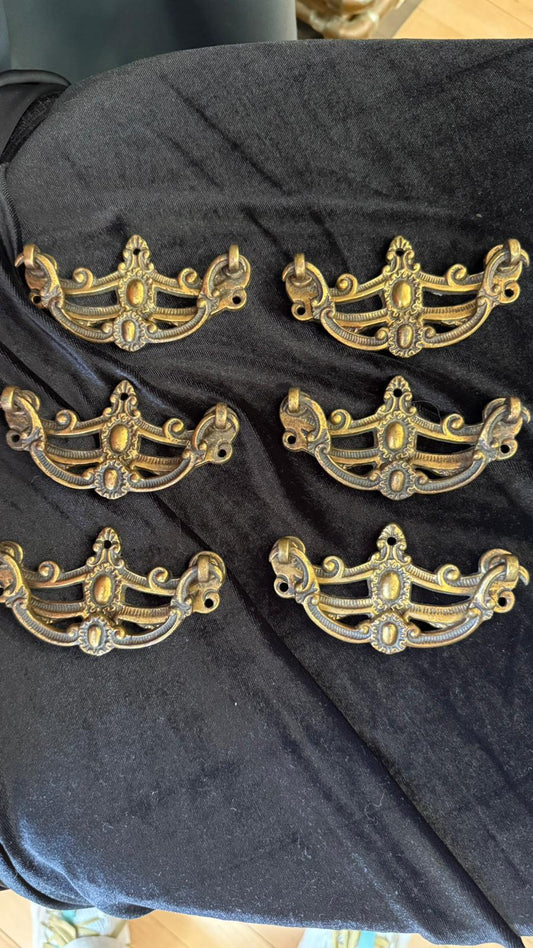 Set of 6 Brass Georgian Handles
