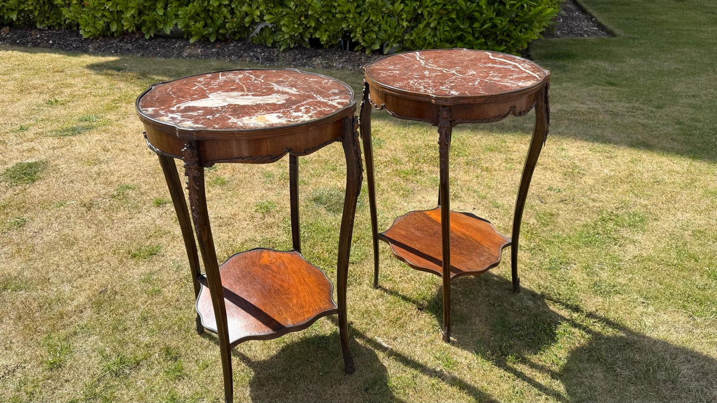 Pair of marble topped tables