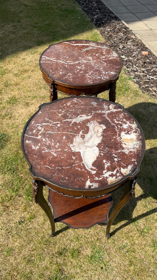 Pair of marble topped tables