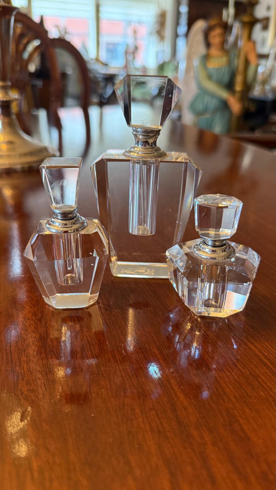 Set of 3 Art Deco perfume bottles