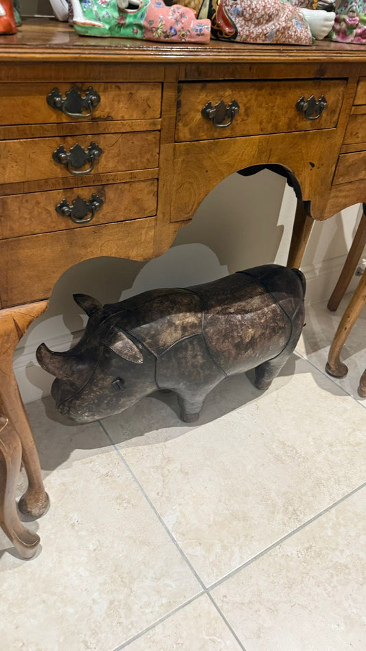 Leather Rhino Footstool