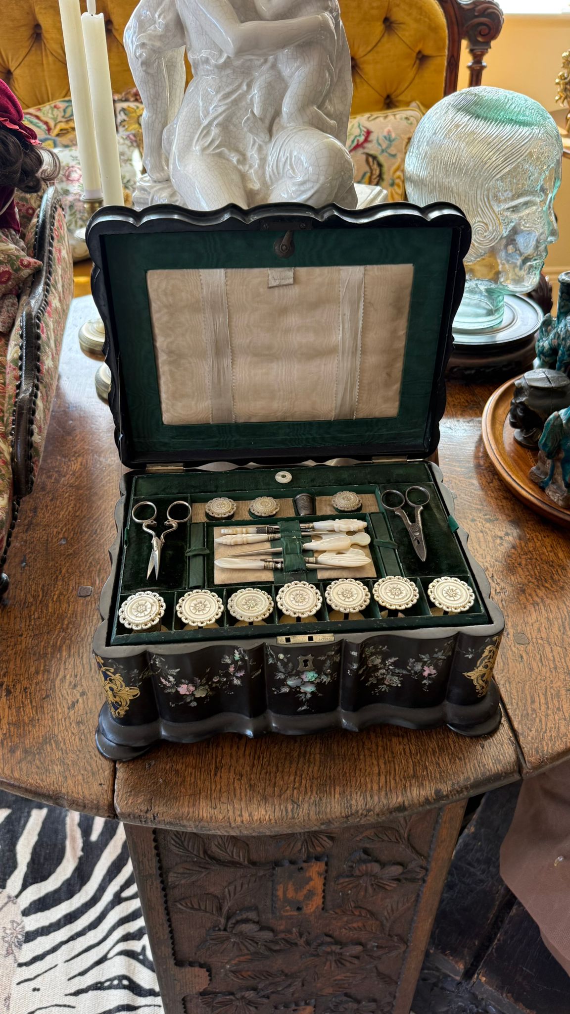 Papier Mache Sewing Box