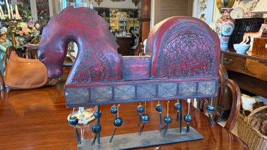 Chinese Carved Wood and Metal Buddhist Trance Horse
