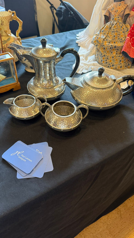 Arts and Crafts Pewter Tea Set