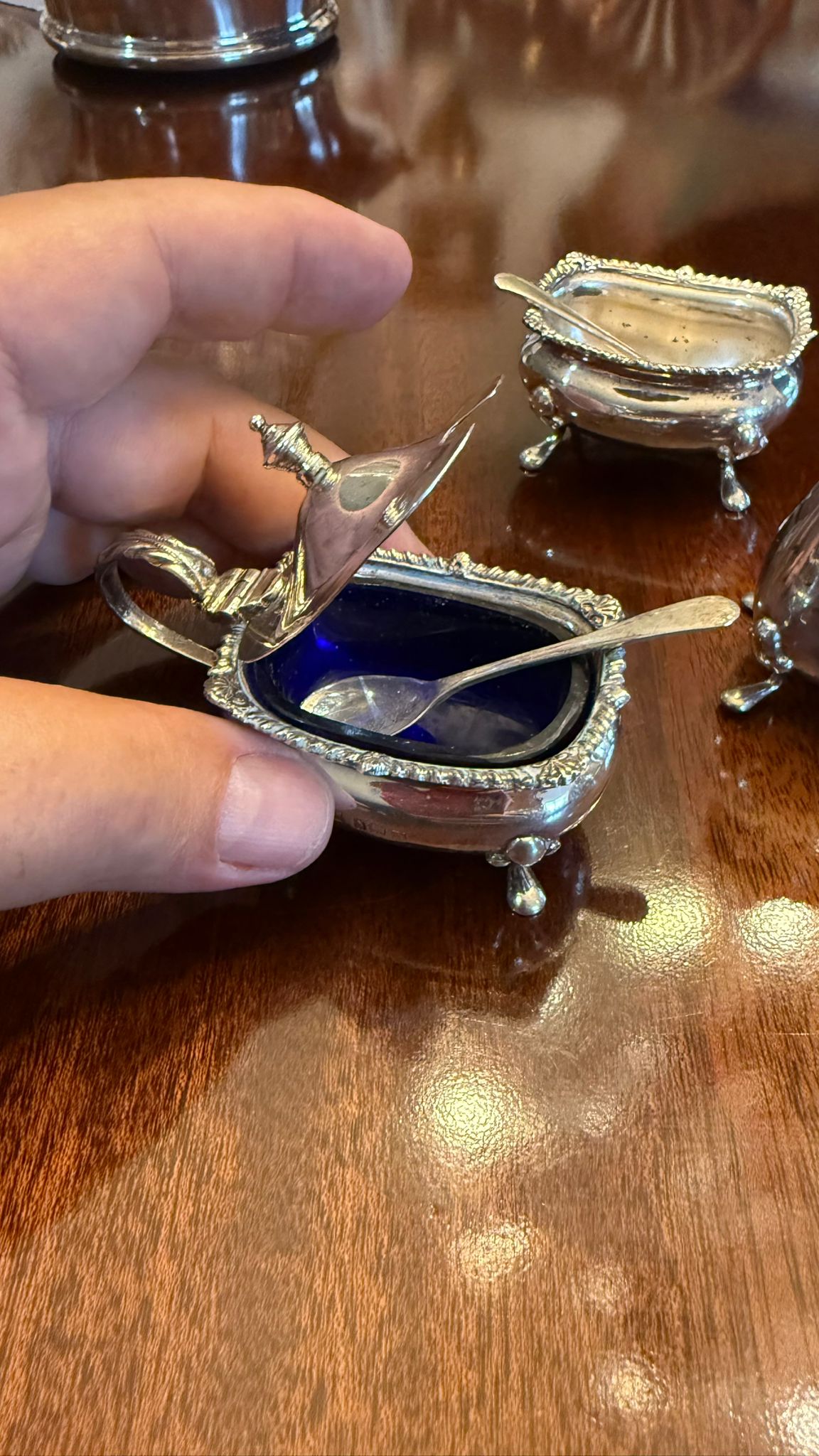 Solid silver vintage cruet set