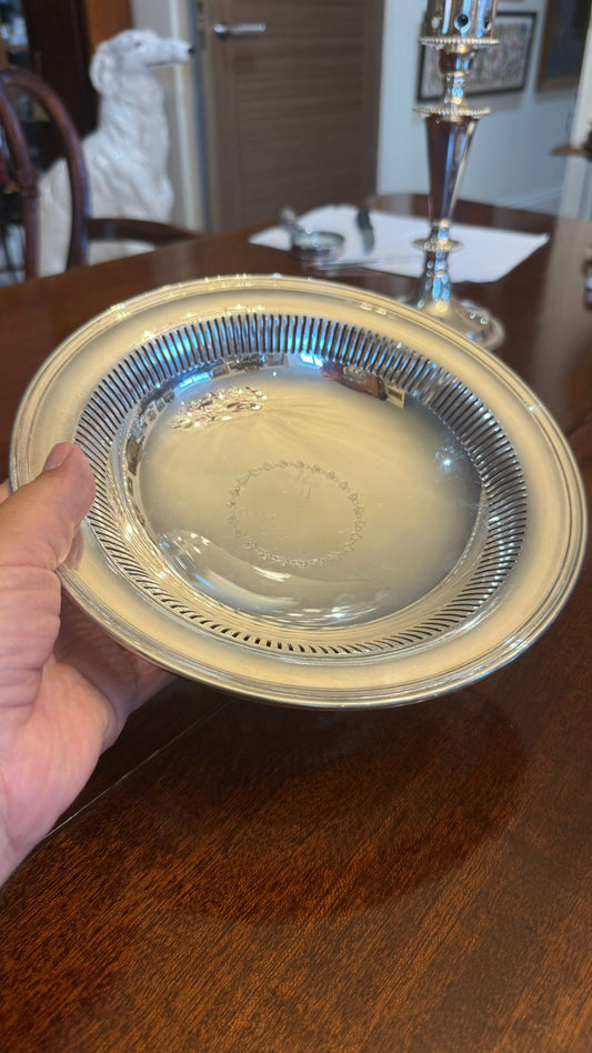 Silver plated footed dish by Mappin and Webb