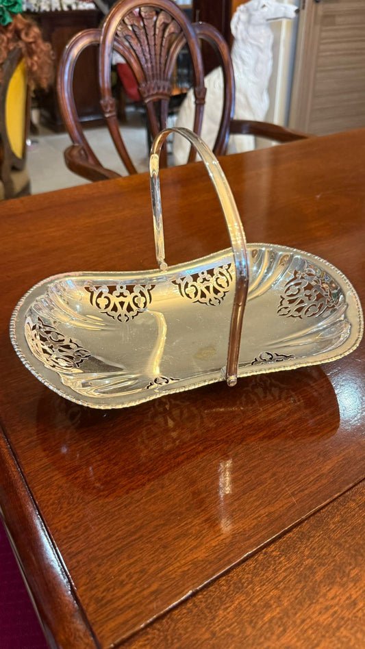 Silver plated basket with handle