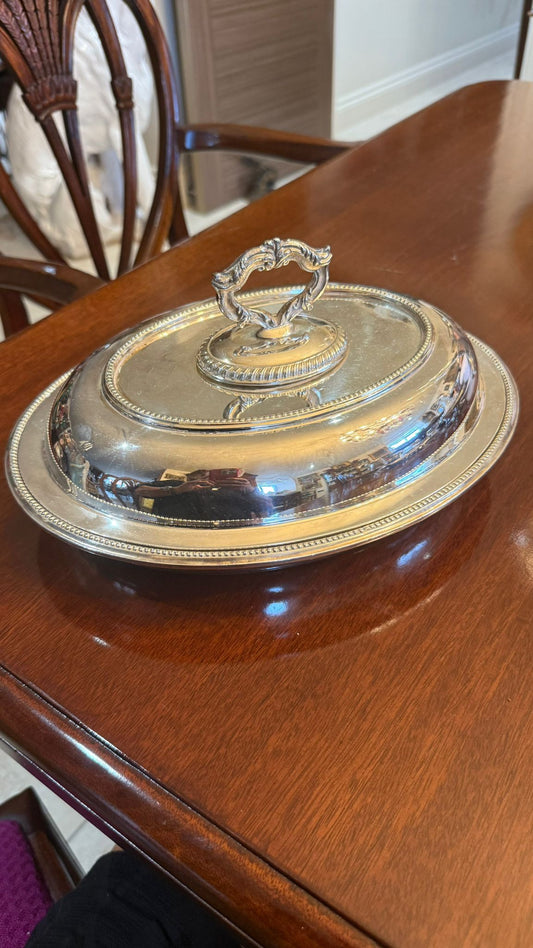 Silver plated covered vegetable dish