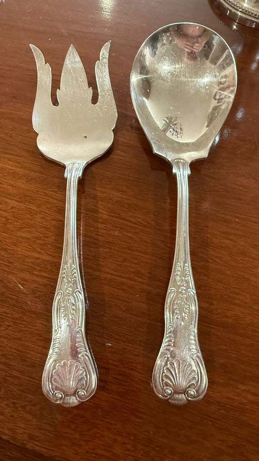 Pair of small silver plated serving spoons