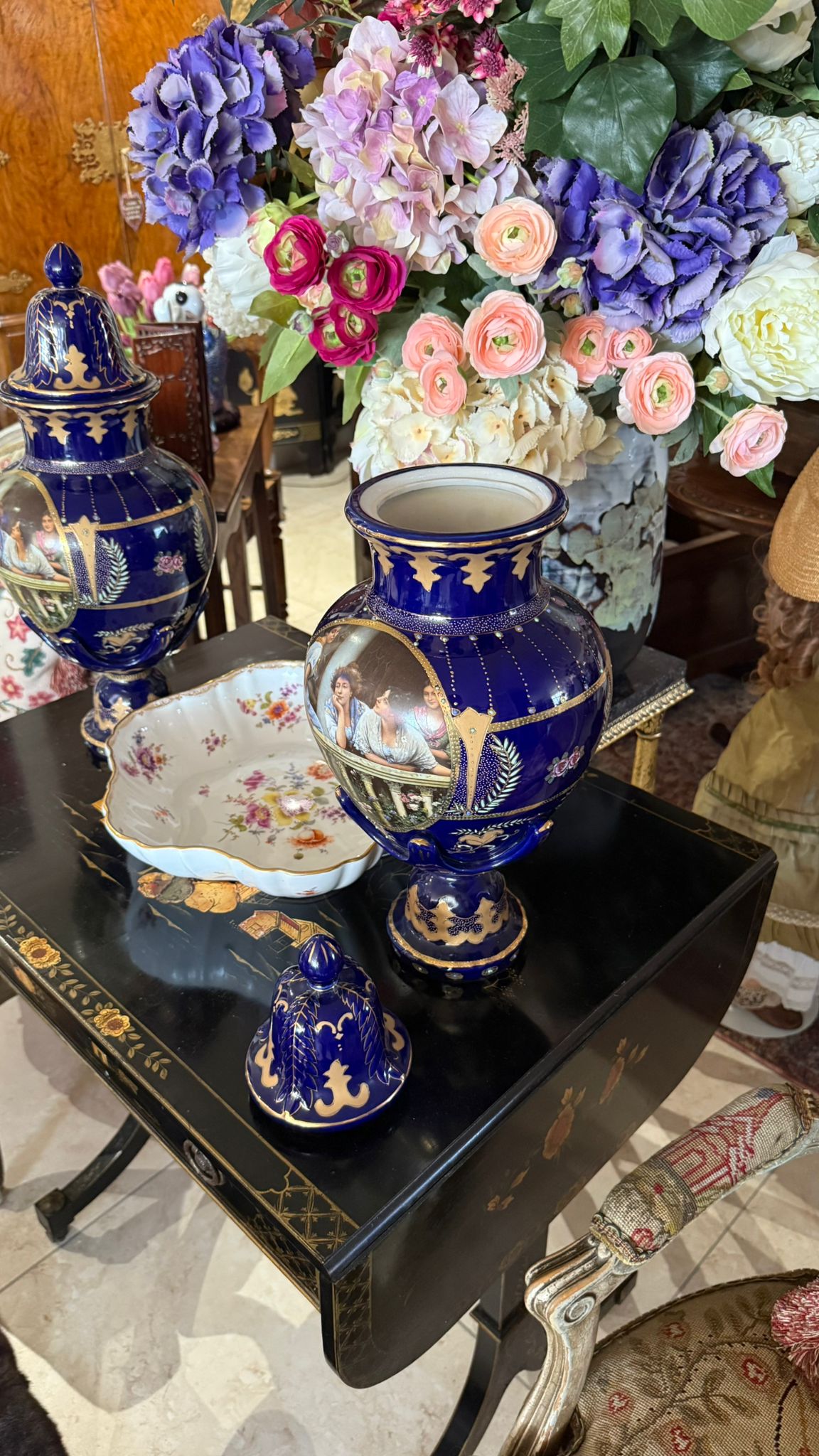 Pair of Royal Limoges Lidded Vases