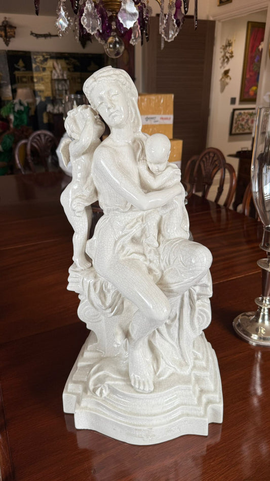 Large Porcelain Mother and Child with Angel