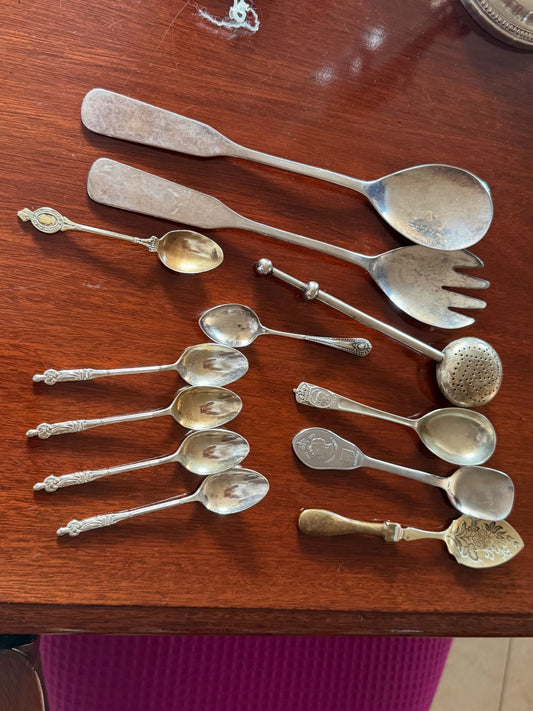 Selection of silver plated vintage spoons