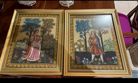 Pair of framed tapestries c1920