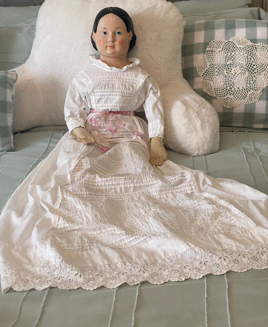 Antique German doll with papier mache face and shoulders