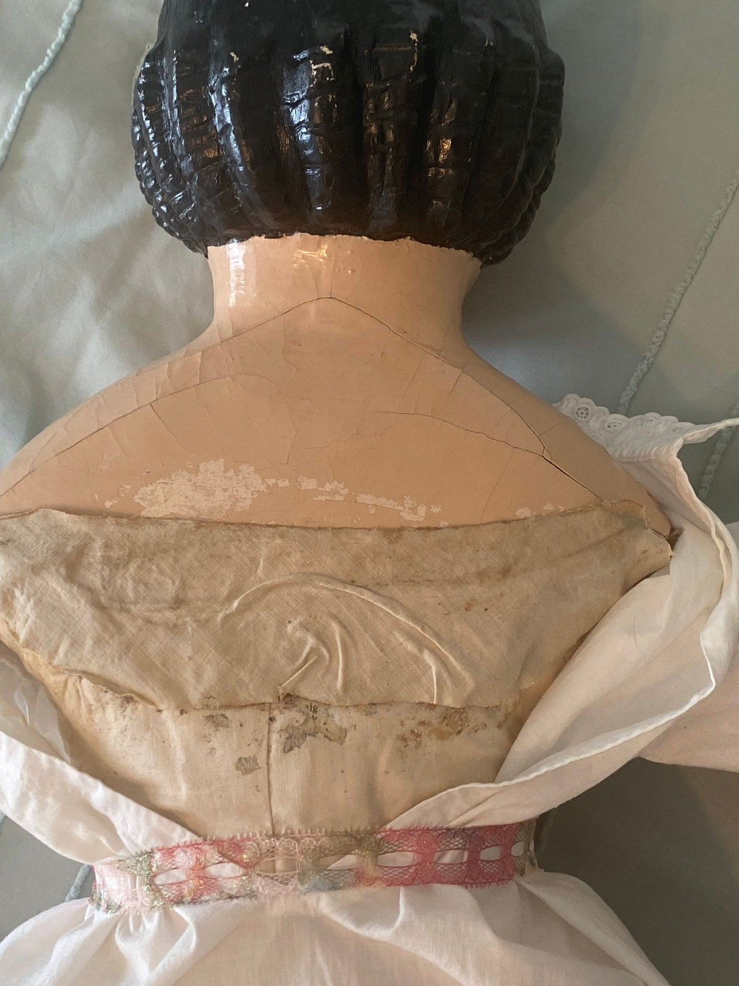 Antique German doll with papier mache face and shoulders