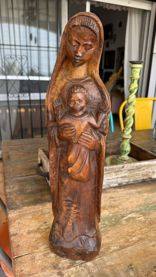Olive wood mother and child