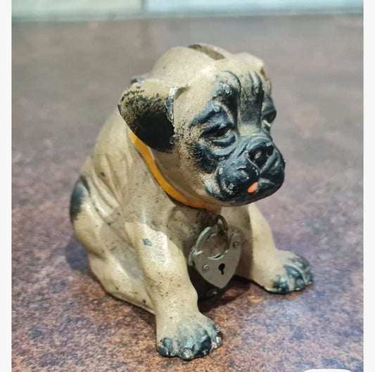 19th Century Cold Painted Bronze Pug Money Box