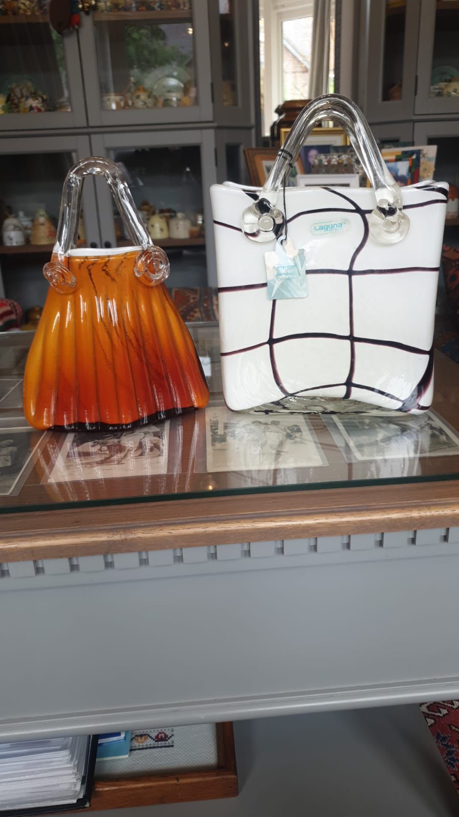 Two Murano glass handbags