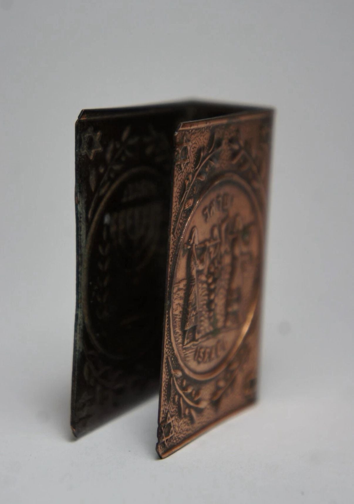 Copper matchbox cover from Israel