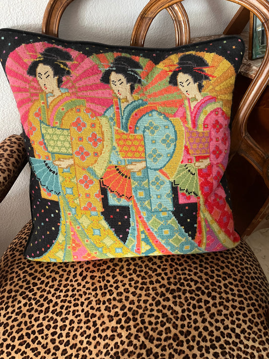 Contemporary Tapestry cushion of Japanese Women